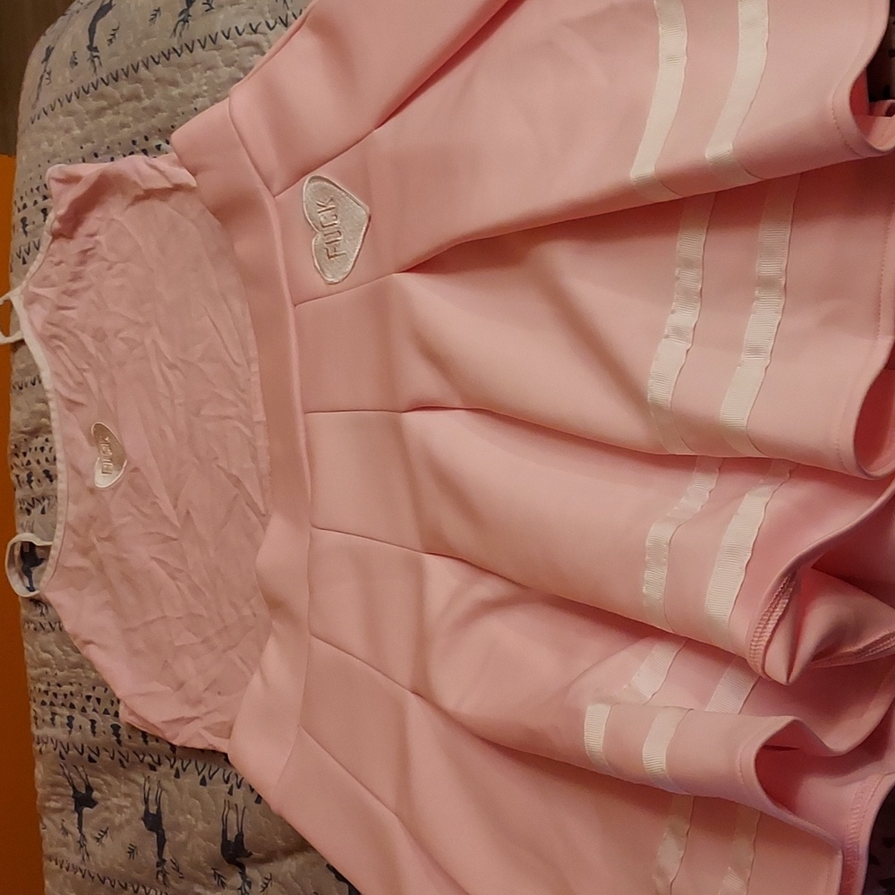 Pink F*** Crop Top & Skirt Bodyrage Size Xlarge